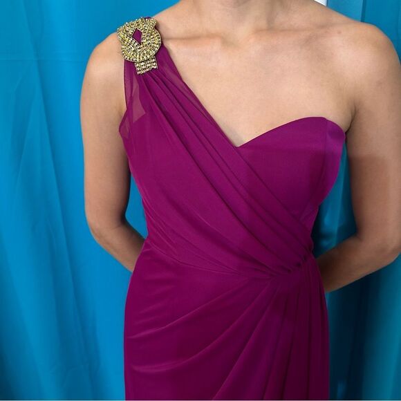 Z4 Xscape Fuchsia / Magenta One-Shoulder Gown - Picture 5 of 8